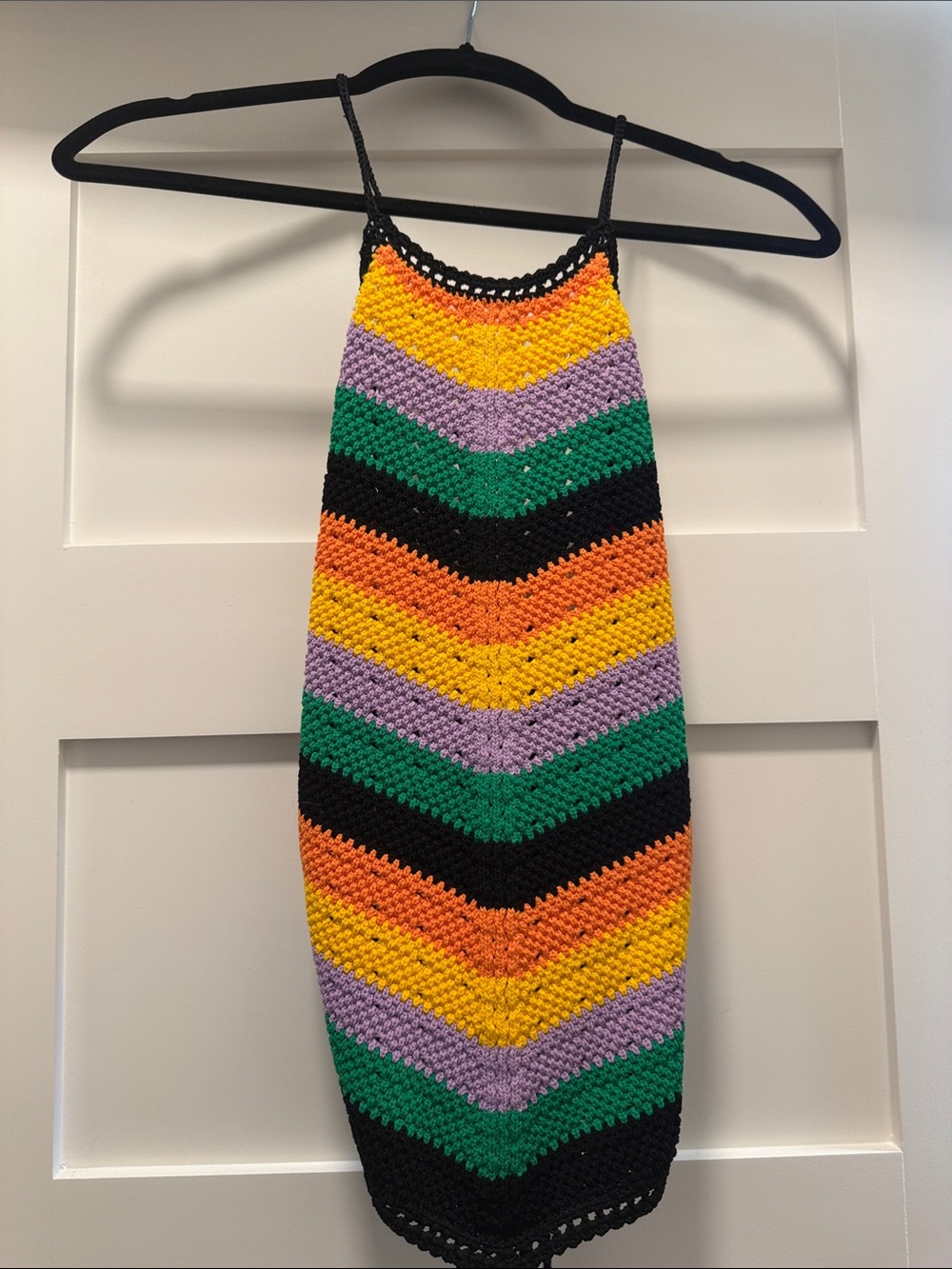 MAJE Matrix Crochet Halter Top Multicolor Open Back Lace-Up Knit Size 2